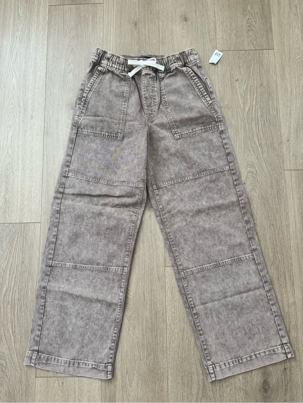 Gap High-Rise Pull-On Wide Leg Utility Pants in Mushroom Brown